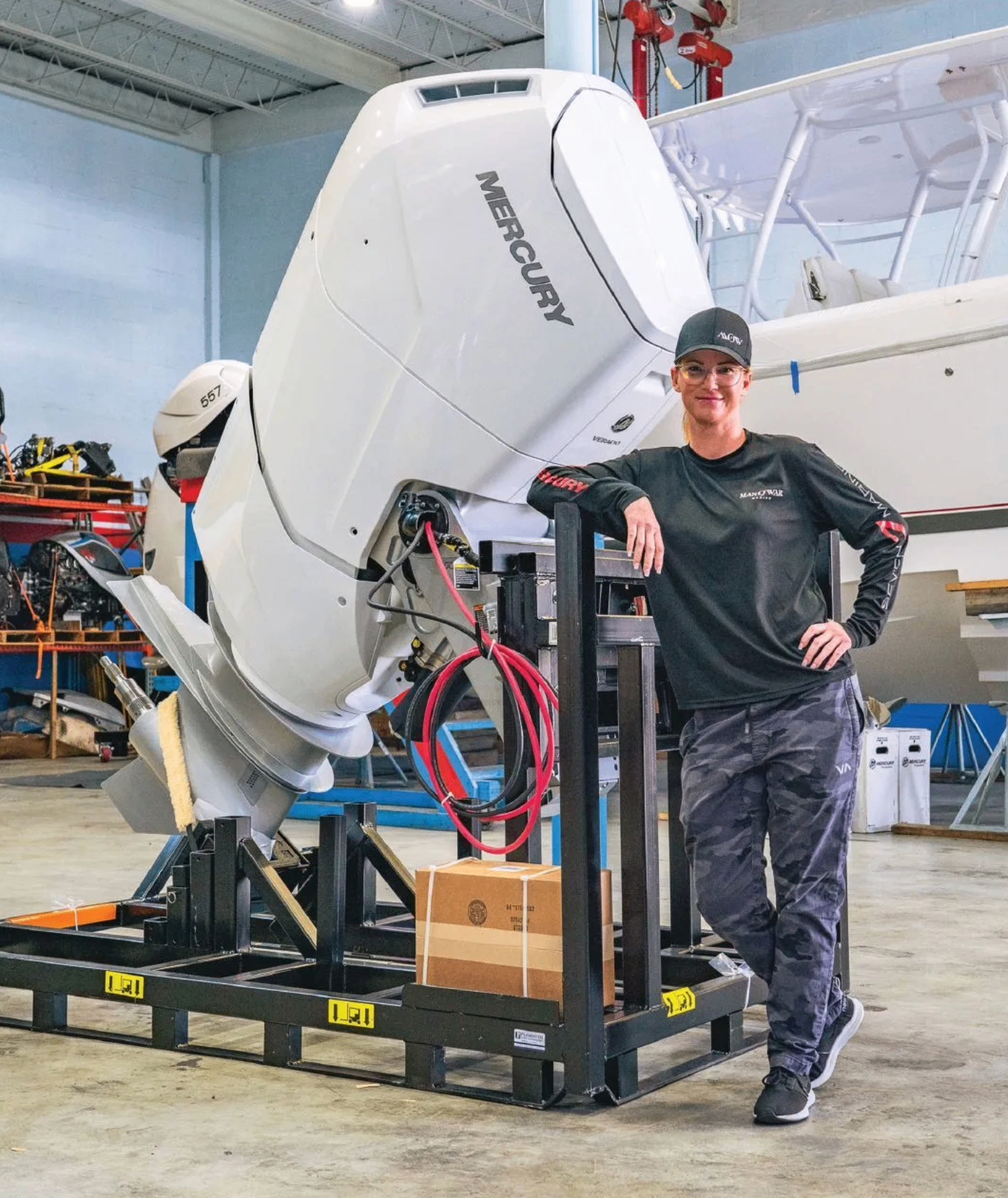 Amanda Latham at the Man O' War Marine shop